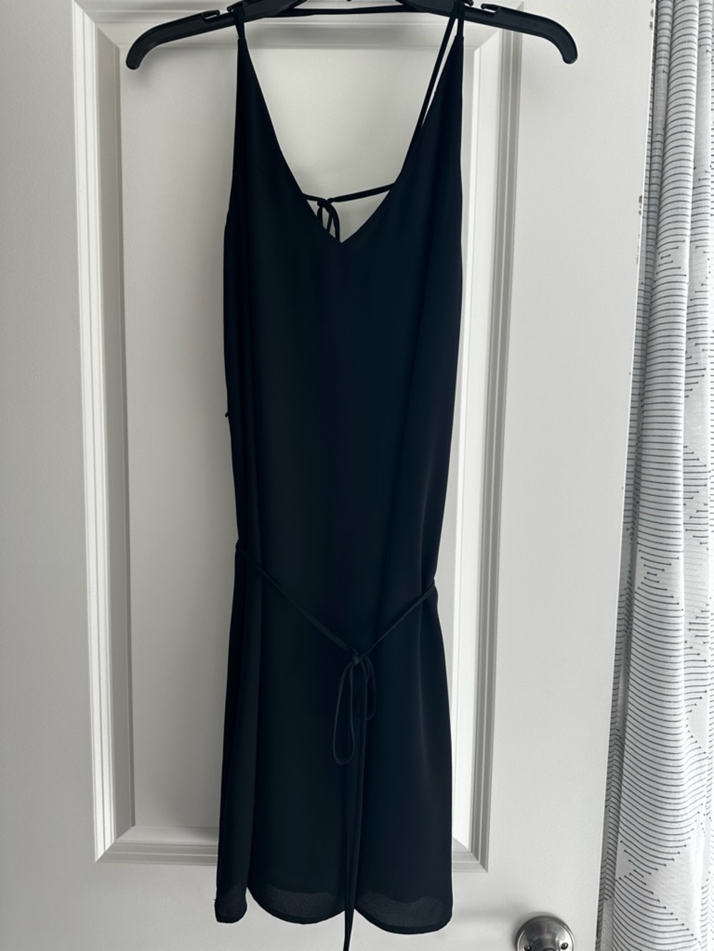 Loft Black Slip Dress with Tie Waist